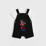 Celebrate The Super Kids Theme With "AVENGER" Personalized Dungaree set for your Baby - BLACK - 0 - 5 Months Old (Chest 17")