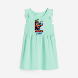 Celebrate The Super Kids Theme With "AVENGER" Personalized Frock for your Baby - TEAL GREEN - 0 - 6 Months Old (Chest 18")