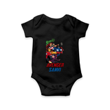 Celebrate The Super Kids Theme With "AVENGER" Personalized Romper For your Baby - BLACK - 0 - 3 Months Old (Chest 16")