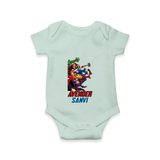 Celebrate The Super Kids Theme With "AVENGER" Personalized Romper For your Baby - MINT GREEN - 0 - 3 Months Old (Chest 16")