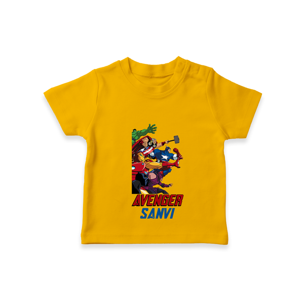 Celebrate The Super Kids Theme With "AVENGER" Personalized Kids T-shirt - CHROME YELLOW - 0 - 5 Months Old (Chest 17")