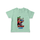 Celebrate The Super Kids Theme With "AVENGER" Personalized Kids T-shirt - MINT GREEN - 0 - 5 Months Old (Chest 17")