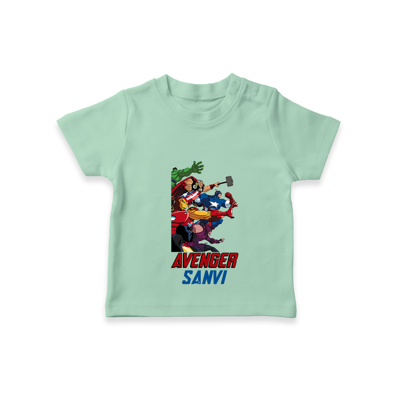 Celebrate The Super Kids Theme With "AVENGER" Personalized Kids T-shirt - MINT GREEN - 0 - 5 Months Old (Chest 17")