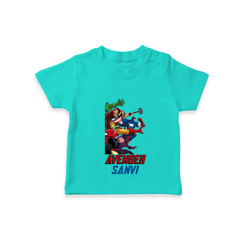 Celebrate The Super Kids Theme With "AVENGER" Personalized Kids T-shirt - TEAL - 0 - 5 Months Old (Chest 17")