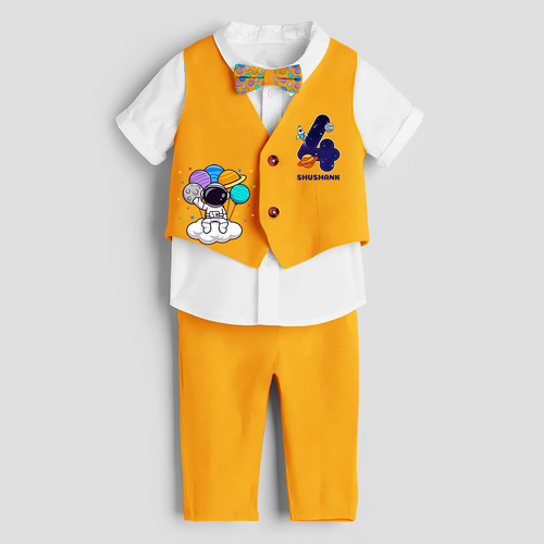 Fourth Year SpaceThemed Customized Waist Coat With Name For Kids