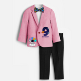 Ninth Year Space Themed Customized Blazer Set With Name For Kids - PINK - 1 Year Old (Blazer - Chest 23"/Pant Length 17"/Pant Waist 21")