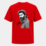 Monochrome Bearded Portrait Graphic Backside Adult T-Shirt
