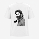 Monochrome Bearded Portrait Graphic Backside Adult T-Shirt