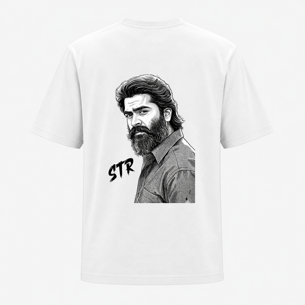Monochrome Bearded Portrait Graphic Backside Adult T-Shirt