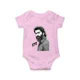 Monochrome Bearded Portrait Graphic Romper - BABY PINK - New Born (Chest 14")
