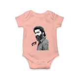 Monochrome Bearded Portrait Graphic Romper - PEACH - New Born (Chest 14")
