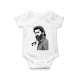 Monochrome Bearded Portrait Graphic Romper - WHITE - New Born (Chest 14")