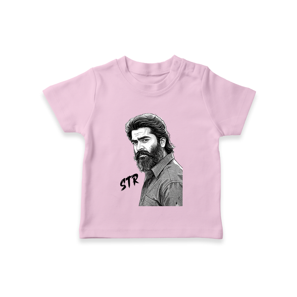 Monochrome Bearded Portrait Graphic T-Shirt - BABY PINK - 0-5 Months Old (Chest 17")