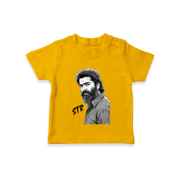 Monochrome Bearded Portrait Graphic T-Shirt - CHROME YELLOW - 0-5 Months Old (Chest 17")