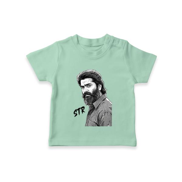 Monochrome Bearded Portrait Graphic T-Shirt - MINT GREEN - 0-5 Months Old (Chest 17")