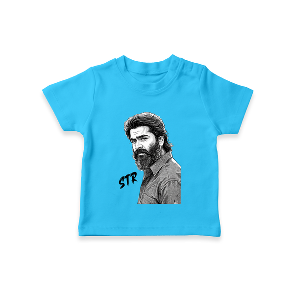 Monochrome Bearded Portrait Graphic T-Shirt - SKY BLUE - 0-5 Months Old (Chest 17")