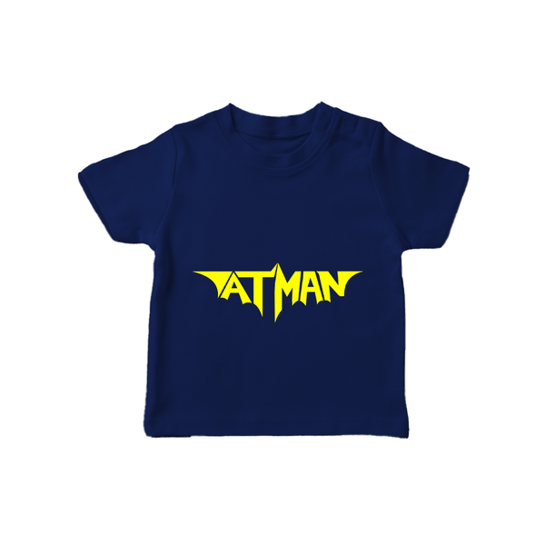 Bold Aatman Logo Printed T-Shirt - NAVY BLUE - 0-5 Months Old (Chest 17")