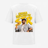 Yellow Fan Art Portrait Graphic Backside Print Adult T-Shirt