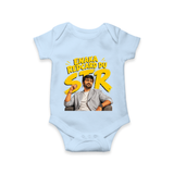 Yellow Fan Art Portrait Graphic Romper - BABY BLUE - New Born (Chest 14")