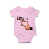 Signature Hand Gesture Printed Romper - BABY PINK - New Born (Chest 14")