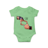 Signature Hand Gesture Printed Romper - GREEN - New Born (Chest 14")