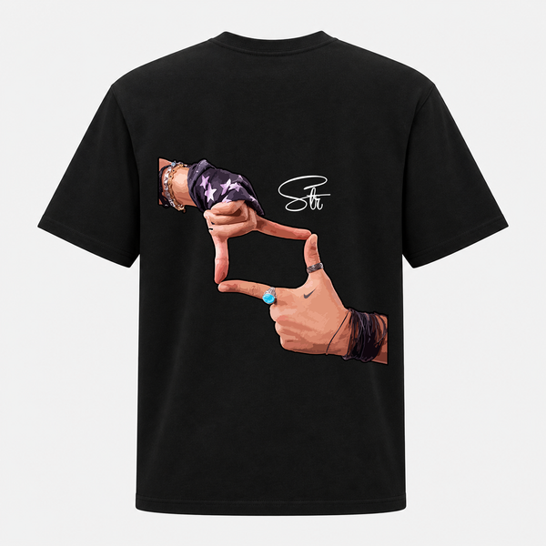 Signature Hand Gesture Backside Print Adult T-Shirt