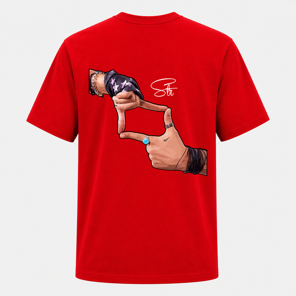 Signature Hand Gesture Backside Print Adult T-Shirt