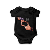 Signature Hand Gesture Printed Romper - BLACK - New Born (Chest 14")