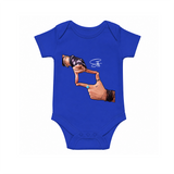 Signature Hand Gesture Printed Romper - COBALT BLUE - New Born (Chest 14")