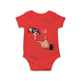 Signature Hand Gesture Printed Romper - RED - New Born (Chest 14")
