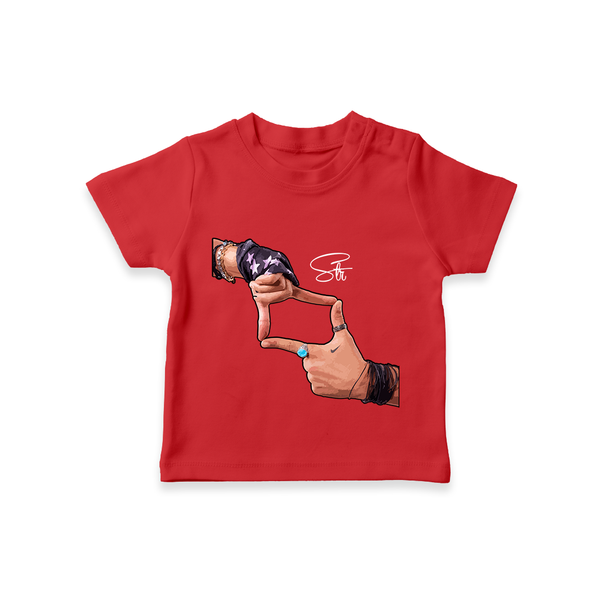 Signature Hand Gesture Printed T-Shirt - RED - 0-5 Months Old (Chest 17")