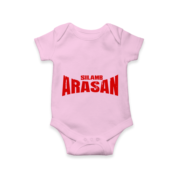 Bold Red Action Typography Romper - BABY PINK - New Born (Chest 14")