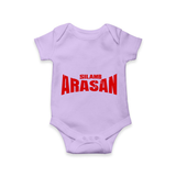 Bold Red Action Typography Romper - LILAC - New Born (Chest 14")