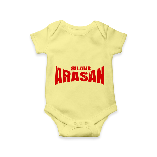 Bold Red Action Typography Romper - PASTEL YELLOW - New Born (Chest 14")