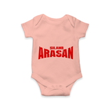 Bold Red Action Typography Romper - PEACH - New Born (Chest 14")