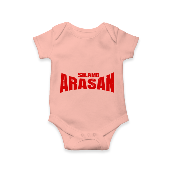 Bold Red Action Typography Romper - PEACH - New Born (Chest 14")