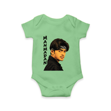 Stylish Bandana Portrait Graphic Romper - GREEN - New Born (Chest 14")