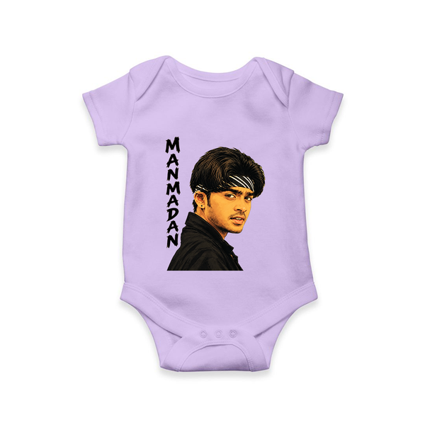 Stylish Bandana Portrait Graphic Romper - LILAC - New Born (Chest 14")