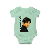 Stylish Bandana Portrait Graphic Romper - MINT GREEN - New Born (Chest 14")