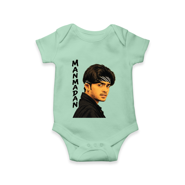 Stylish Bandana Portrait Graphic Romper - MINT GREEN - New Born (Chest 14")