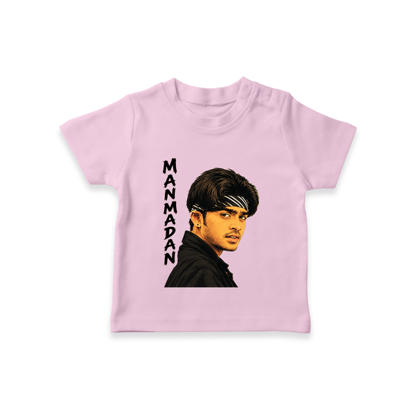 Stylish Bandana Portrait Graphic T-Shirt - BABY PINK - 0-5 Months Old (Chest 17")