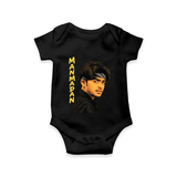 Stylish Bandana Portrait Graphic Romper - BLACK - New Born (Chest 14")