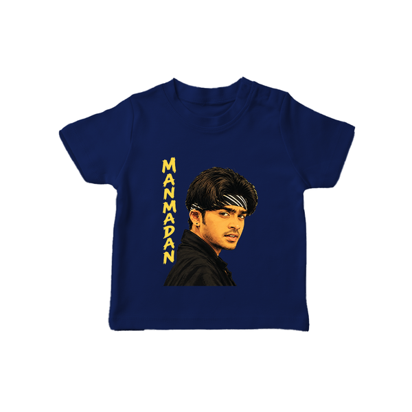 Stylish Bandana Portrait Graphic T-Shirt - NAVY BLUE - 0-5 Months Old (Chest 17")