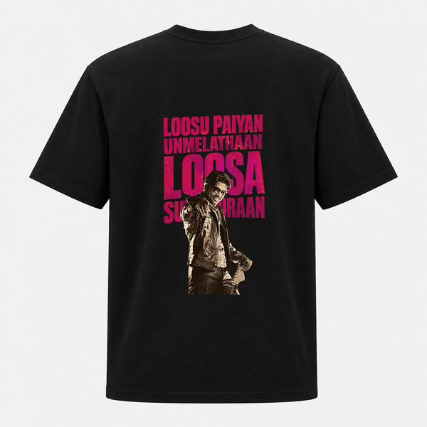 Loosu Paiyan Retro Vibes Backside Printed Adult T-Shirt