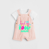 Sizzle in style with our "Find me at the Pool" Customized Kids Dungaree set - PEACH - 0 - 3 Months Old (Chest 17")