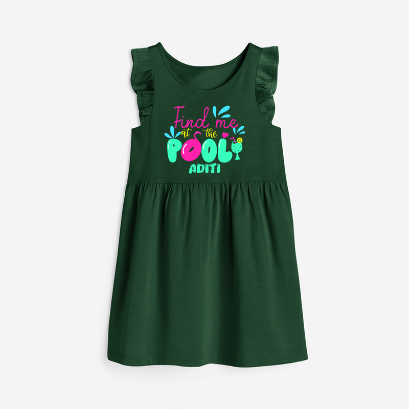 Sizzle in style with our "Find me at the Pool" Customized Frock  - BOTTLE GREEN - 0 - 6 Months Old (Chest 18")