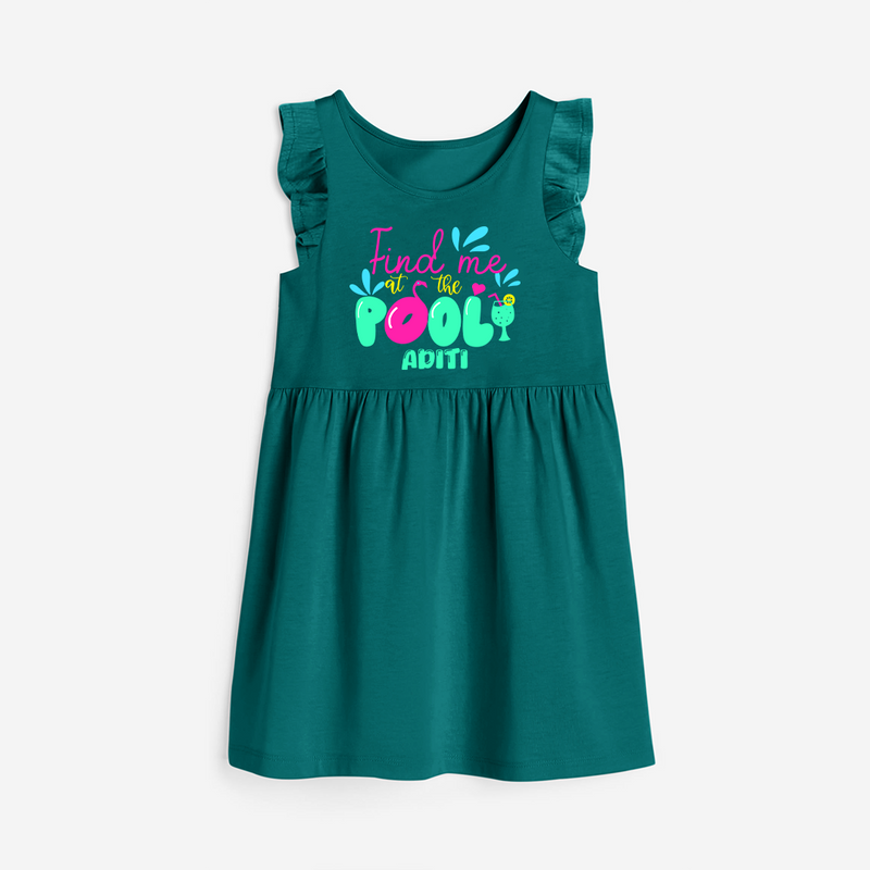 Sizzle in style with our "Find me at the Pool" Customized Frock  - MYRTLE GREEN - 0 - 6 Months Old (Chest 18")