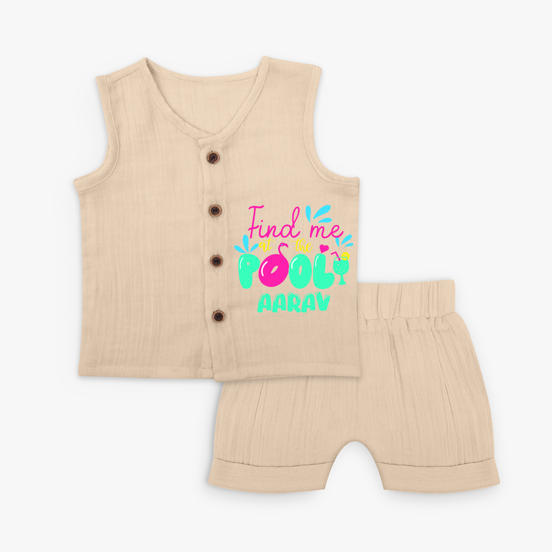 Sizzle in style with our "Find me at the Pool" Customized Kids Jabla set - CREAM - 0 - 3 Months Old (Chest 9.8")