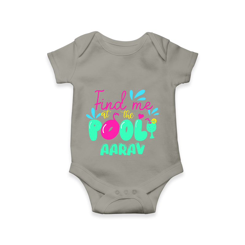 "Sizzle in style with our "Find me at the Pool" Customized Kids Romper" - GREY - 0 - 3 Months Old (Chest 16")
