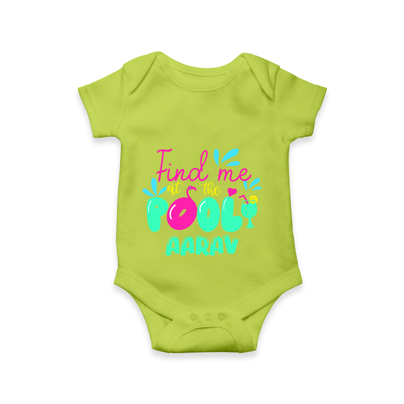 "Sizzle in style with our "Find me at the Pool" Customized Kids Romper" - LIME GREEN - 0 - 3 Months Old (Chest 16")
